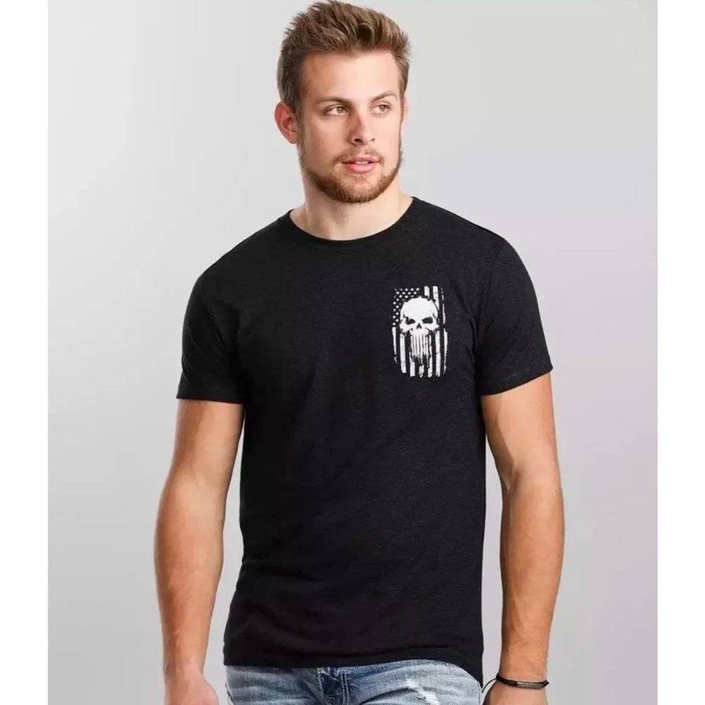 Howitzer Style Men's T-Shirt SKULL FLAG Military Grunt S M L XL 2XL 3XL - Picture 2 of 12